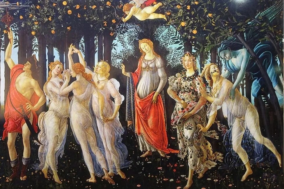 Primavera by Sandro Botticelli , circa 1470-1480, Uffizi Gallery , Florence, Italy.