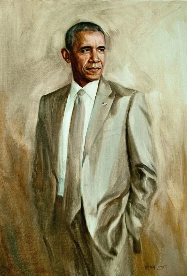 This is the official portrait of President Barack Obama which will hang in the White House. The name of artist is kept confidential.