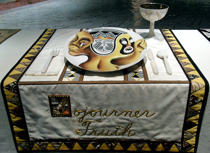 detail from The Dinner Party by Judy Chicago